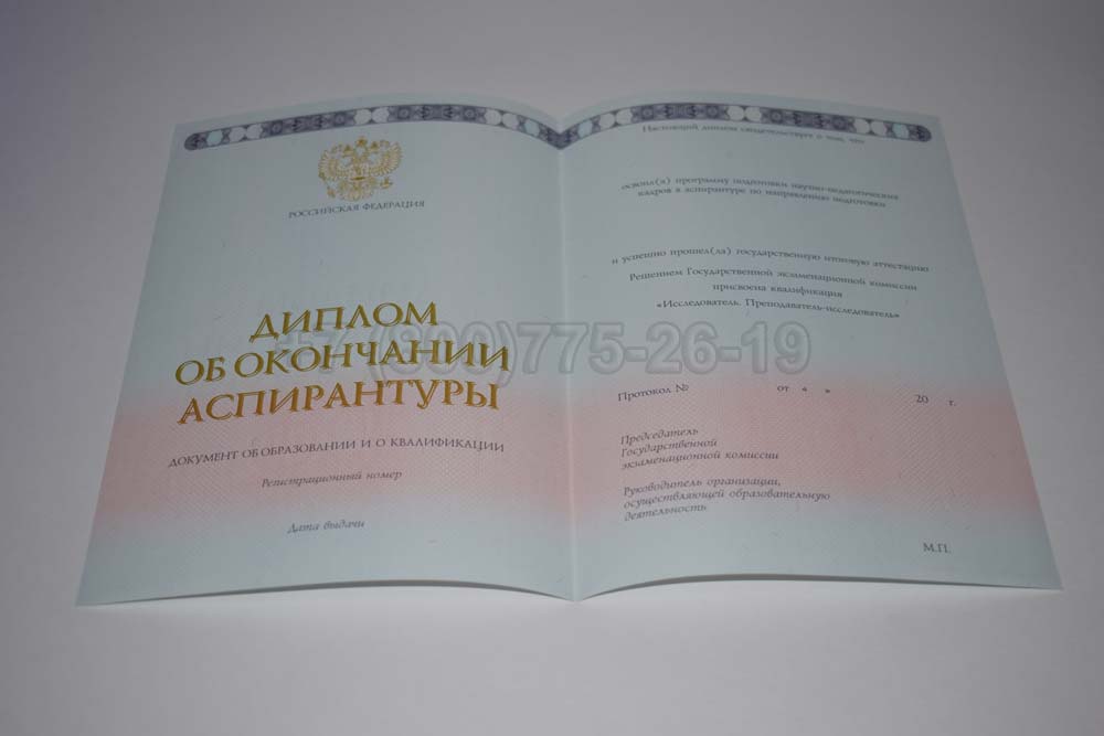 Бланк диплома аспирантуры Гознак 2014-2025 год выпуска г.Кемерово